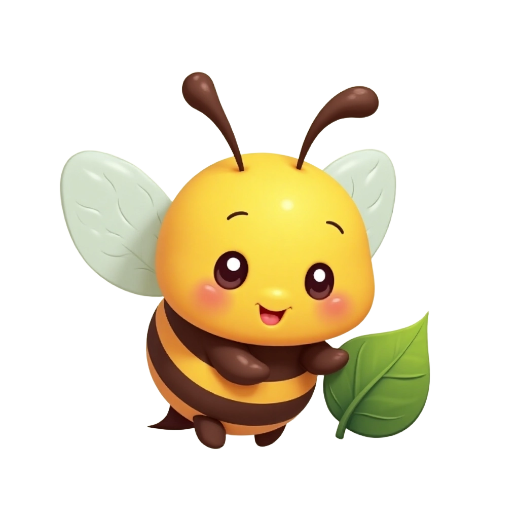 Cute Bee Holding a Leaf